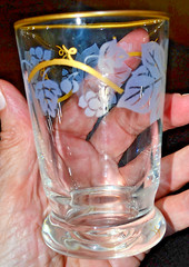 4 VINTAGE MCM Libbey Frosted JUICE DRINK Glasses w/Gold Leaf Leaves Pattern EUC!