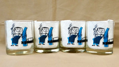 MCM service auto glass low ball whiskey glasses set of 4 retro barware promo Exc