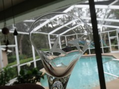 Javit Glass Grey Wheel Cut Fine Wheat 3.8oz Liquor Cocktail Stem Very Good Cond.