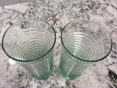 2 VTG Libbey Sirrus Spanish Green Ribbed 6 1/4″ Glass Cooler 16 oz Tumblers EUC
