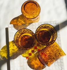 BRUTALIST 70’s- MCM Libby Glass Set of 4 Burnt Orange 4 oz