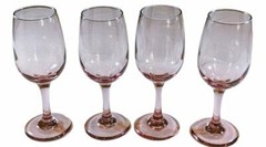 Set of 4 Vintage LIBBEY Premiere Pink Plum Rose Teardrop Wine Glasses Goblets