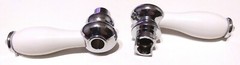 RARE DESIGN – (2) REPLACEMENT CERAMIC + METAL HEAVY FAUCET HANDLES