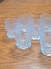 Indiana Glass Vintage 1960’s Ice Tree Bark Footed Water Textured Rock Glasses 10