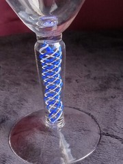 Hand Blown Martini Glass Multicolored Air Twist Helix Stem Polished Pontil MCM