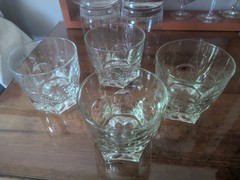 4pc Heavy Base Whiskey Scoth Glass Vintage Set Clover Pattern