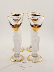 Vintage Bayel Crystal France Napoleon Glasses 24K GOLD Lot Of 4 (lot 1 Sherry)
