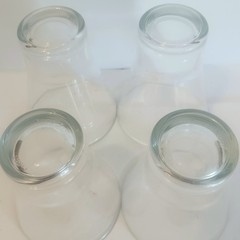 Bormioli Rocco Glass Tumblers Set Of 4 Clear 8oz Wide Rim Flared Base Tempered