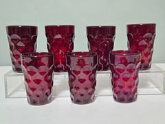 Vintage Imperial Glass – Ohio, Provincial Dark Ruby Red Juice Tumblers Set of 7
