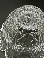 Crystal Bowl Cut Glass Imperial Star Burst Design Flower Ruffle Rim 6.5 Diameter