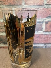 Vintage MCM Black And Gold American Eagle 2 Highball Glasses And 6 Tumblers