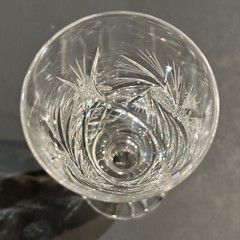 Set of 2 Hand Blown Cut Glass Crystal Hobstar and Pinwheel Cordial Glasses 4.5″