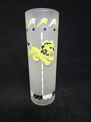 Vintage Libbey Tall Frosted Carousel Circus Yellow Lion Animal Ice Tea Glass