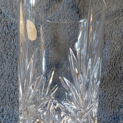 Clear Cut Glass Tumbler, Decorative Starburst Pattern, 1-Piece