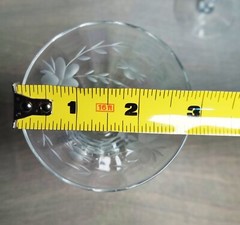 5 Crystal Cut Glass Floral Leaf Pattern Pillar Optic Wine Stems 6-3/4″ Vintage