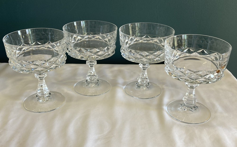 Set Of 4 Cristal D’Arques Lead Crystal Stem Sherbet Dessert Glasses