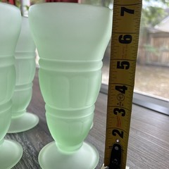 Lot of 4 Vintage Indiana Glass Frosted Fountain Ware Green Soda Milkshake 1970’s