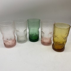 Vintage Bark Textured Dimpled Glasses Tumblers Mid Century
