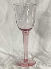 VTG Handblown Pink Glass Goblets Stemware – Set of 7 Tulip Wine Water Glasses