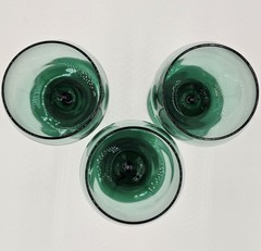 Vintage Libbey Wine Glasses Water Teardrop Goblets Juniper Green Set of 3