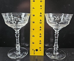4 Rock Sharpe Halifax Champagne Sherbet Set Vintage Floral Cut Stemware MCM Lot