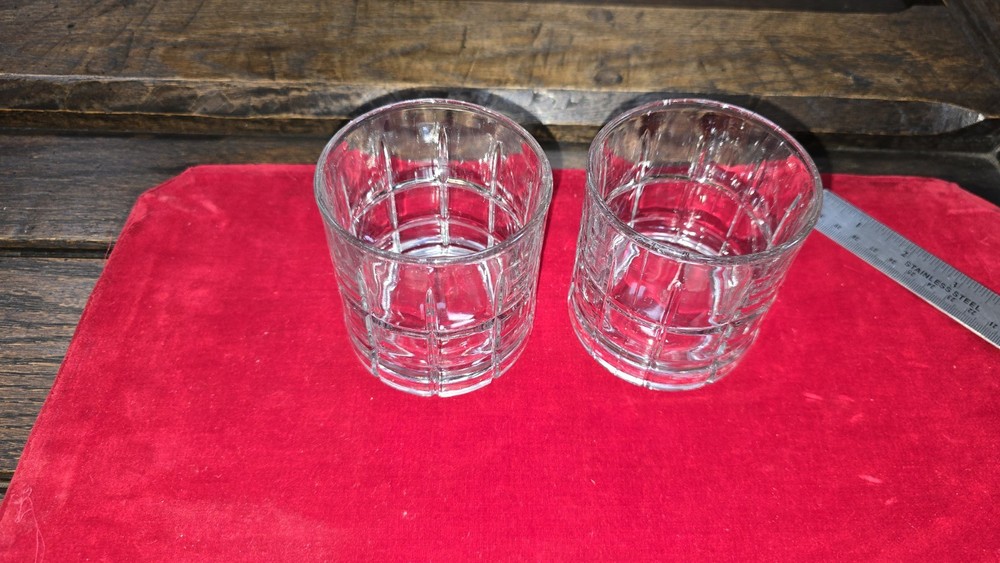 Anchor Hocking Tartans Old Fashioned Glasses Tumblers, Pre-1968 Vintage Set Of 3