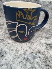 Starbucks Royal Queen Face Mug Blue Gold 14oz Ceramic Coffee Cup Art Modern 2022