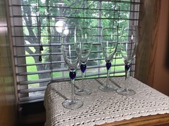 4 Zrike Teardrop Blue Stem 6 Oz Champagne Glasses