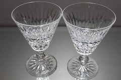 Two (2) Waterford Crystal Tramore Water Big Wine Glasses Goblets Mint Gothic