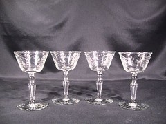 Rock Sharpe Liquor Cocktail Glasses 3006-8 Cut Floral Group of 4