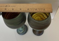 2 Large 8″ Hebron (West Bank) Phoenician Blown Glass Goblets