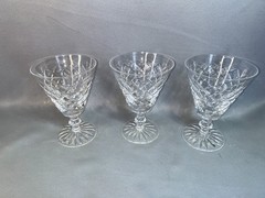 Vintage 3 Waterford Crystal Adare Claret Wine Glasses Old Acid Stamp