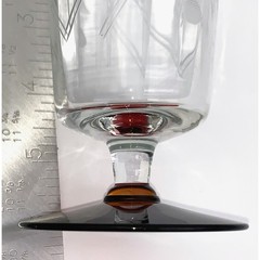 2 Bohemian Cut Clear w/ Ruby Base Deep Goblet Short Stems Water Tea Vtg 6-1/8″