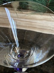 GEMSTONES by Gorham 2 Martini Glasses Purple & Emerald Green 9 3/8 Chip REPAIRED