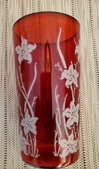 RETRO VINTAGE COOL 1950’S RED DRINKING GLASSES TUMBLERS HIGHBALLS WITH CRANES