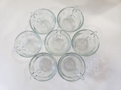 VTG 70s Anchor Hocking Savannah Clear Coffee Tea Punch Cups Floral Glass W Hooks