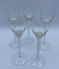 Lot Of 5 Crystal Air Twist Stem Handblown SHERRY GLASSES-Belaire by Bohemia