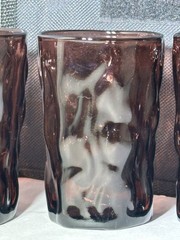 Vintage Seneca Driftwood Crinkle Amethyst Purple Juice Glasses Set of 3 – 3.5 in