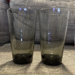 2-Libbey Smokey Gray 6″ Highball 18oz Drinking Tumblers MCM Style Weighted Base