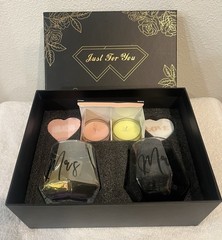 Wedding Gift Set Wine Glasses Candles Bath Bombs Just for You New In Box