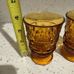 Vintage Indiana Whitehall Cubist Juice Glasses Lot Of 3 Gold 4″ H x 2.5″ W