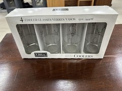 Libbey Happy Holidays reindeer glass coolers set of 4 Christmas 15 oz
