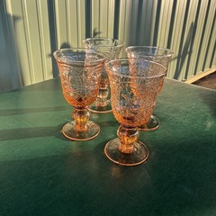 4 Beautiful Pink Heavy Glass Entertaining Goblets