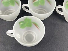 VTG Set 11 Gay Fad Green Ivy Punch Cups Frosted Hazel Atlas Federal Glass