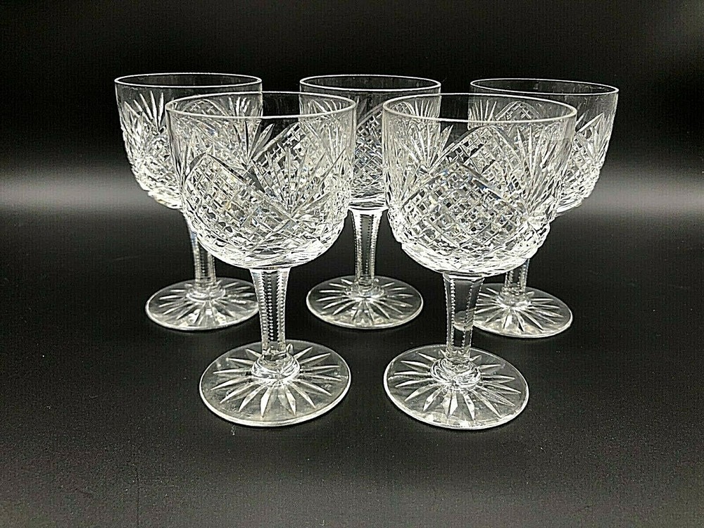 Set of 5 High Quality Cut Crystal Cordial Aperitif Sherry Stems Glasses Czech