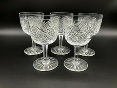 Set of 5 High Quality Cut Crystal Cordial Aperitif Sherry Stems Glasses Czech