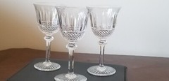 St Louis Crystal Wine Stems Tommy Pattern 5.5 inch Set of 3