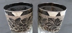 Set Of 2 Vtg SILVER Fade Grape Glasses Highball and Ice Bucket Mercury Ombre MCM