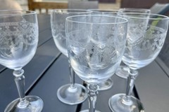 Durand Cristal D’Arques Wine Glasses DAMPIERRE 6.5″ Etched Victorian Set of 6