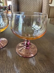 Elegant Colored Iridescent VTG Glass Dessert/Drink Glasses sold in pairs- Rare